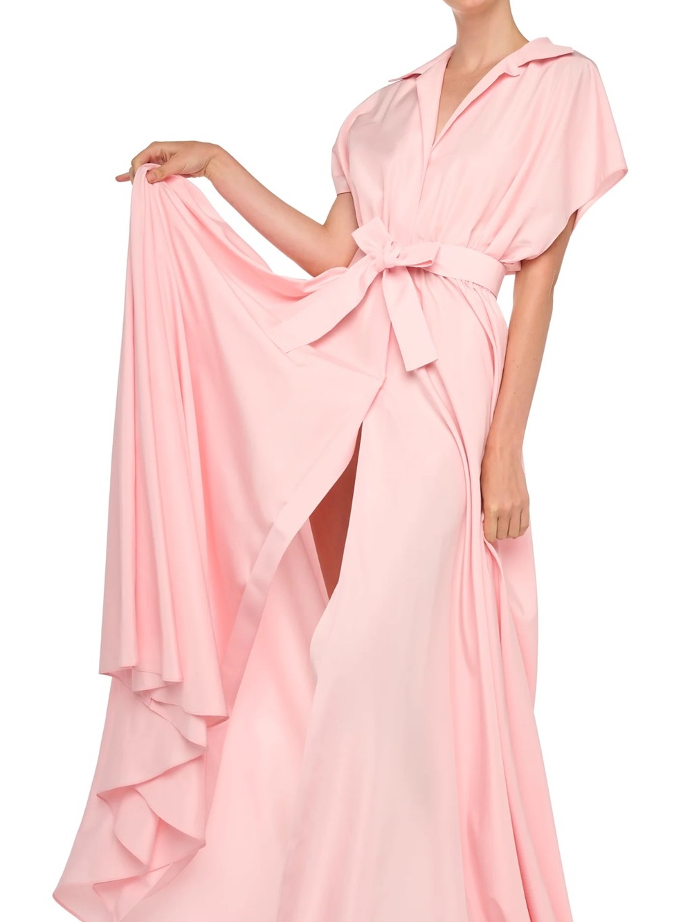 Elegant Light Pink Belted Maxi Dress